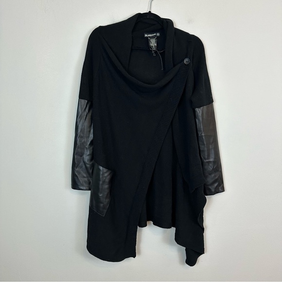 Blank NYC | Black Drape Front Mix Media Jacket in Roll Over Size XS - Picture 2 of 5